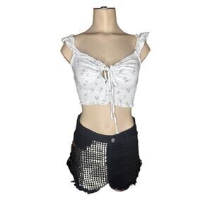 L.A. Hearts - White Floral Tank Top - XS - Stretch Waist Boho Style